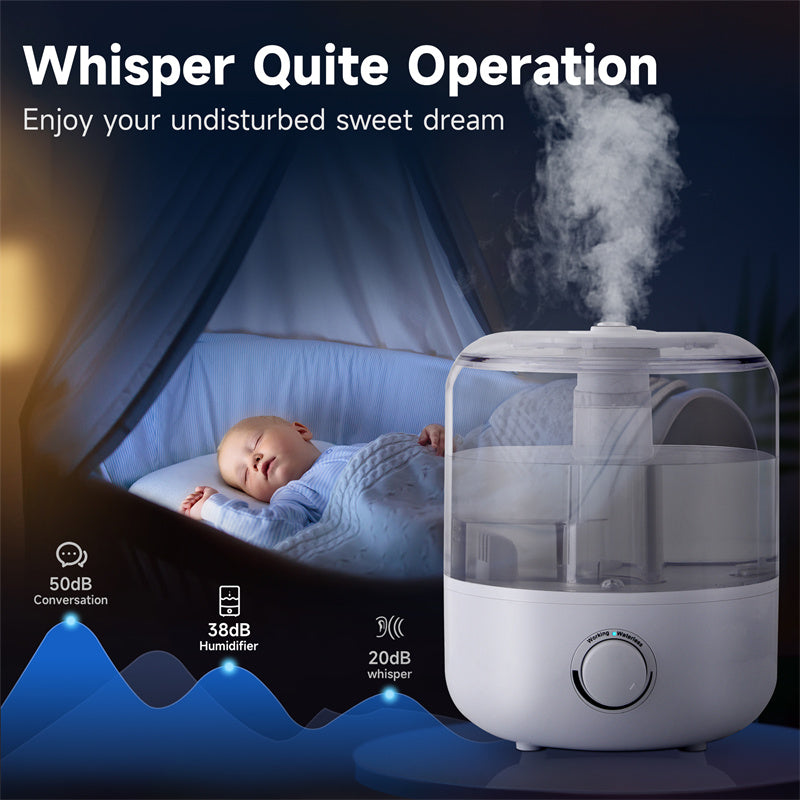 3L Cool Mist Humidifier for Home – Quiet BPA-Free Humidifier with 360° Dual Nozzles