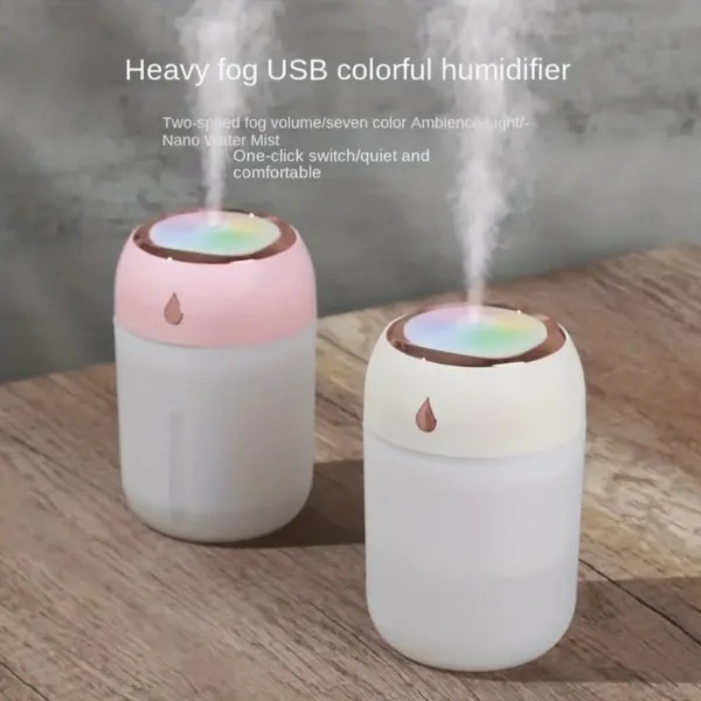 Portable USB Cool Mist Humidifier – Quiet Desktop Air Humidifier with Night Light