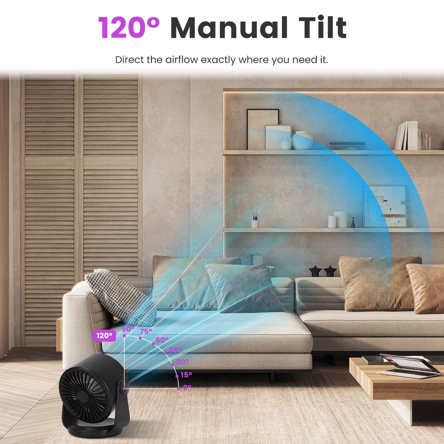 Portable Rechargeable Desk Fan with 100 Speed Levels – Wall Mount & Desktop Cooling Fan