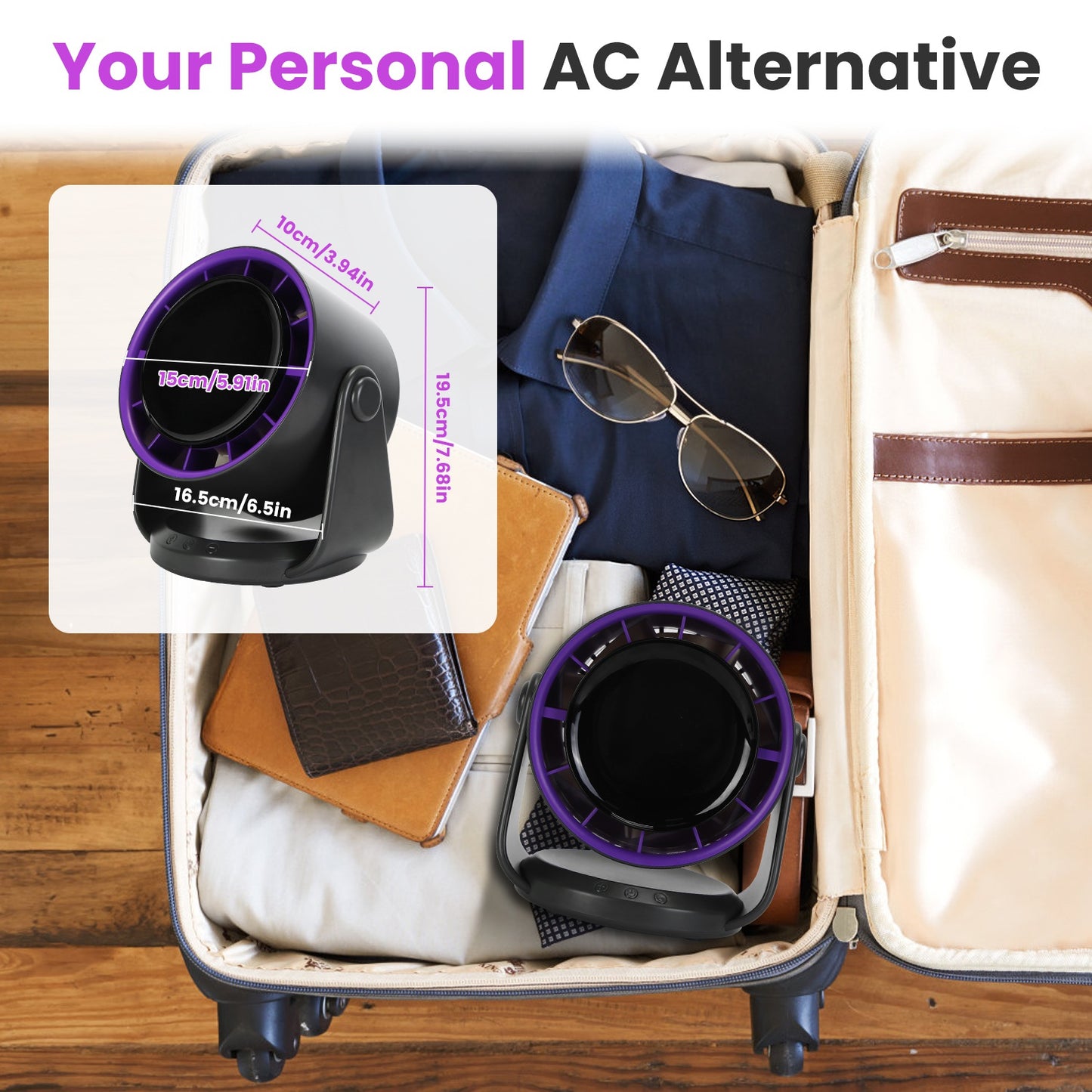 Portable Rechargeable Desk Fan with 100 Speed Levels – Wall Mount & Desktop Cooling Fan