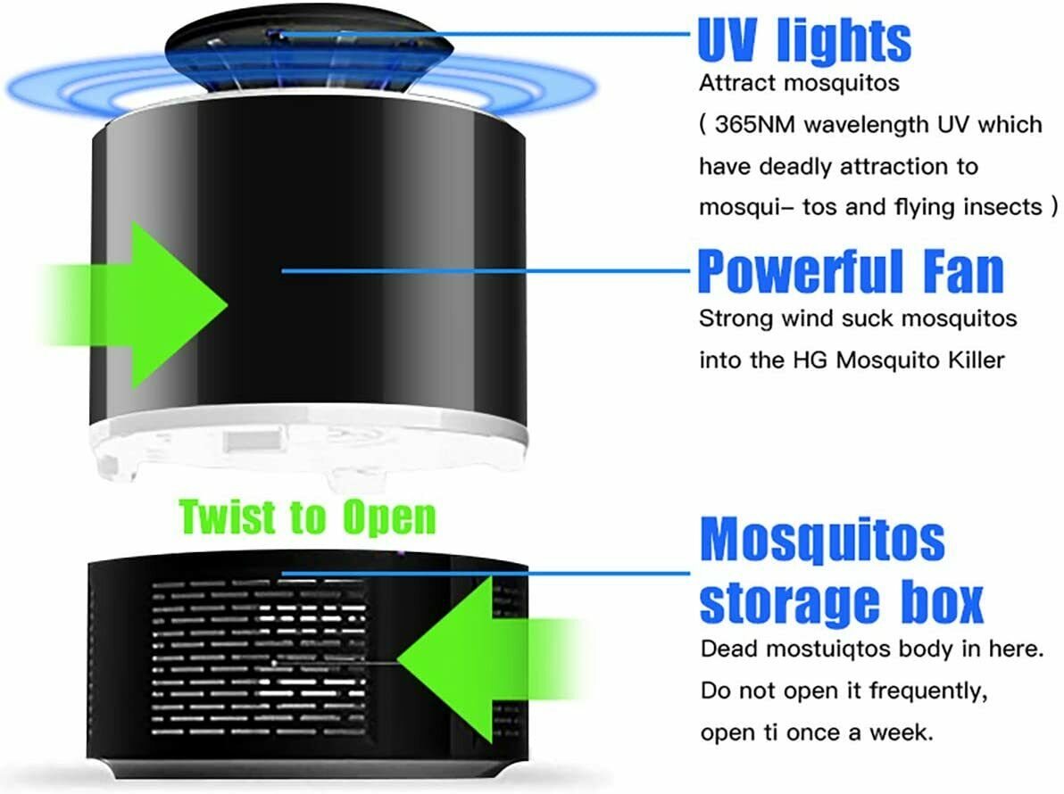 USB Electric Mosquito Killer Lamp – Indoor & Outdoor Bug Zapper with UV Light Trap