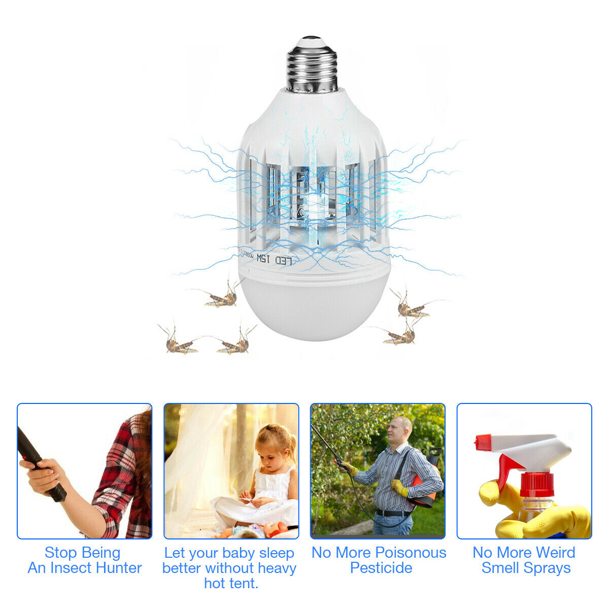 2-in-1 Mosquito Killer Light Bulb – Silent Indoor Bug Zapper