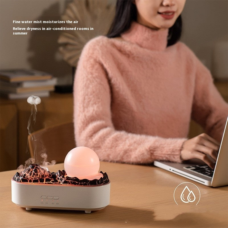 Volcano Flame Humidifier – Ultrasonic Mist Diffuser with Ambient LED Light