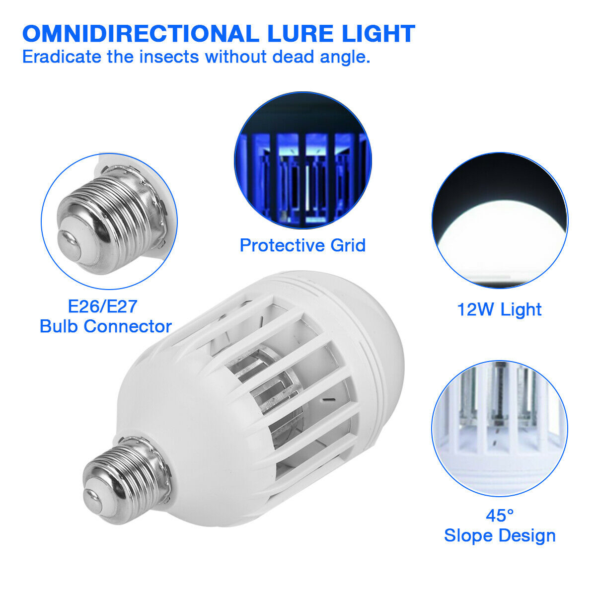 2-in-1 Mosquito Killer Light Bulb – Silent Indoor Bug Zapper