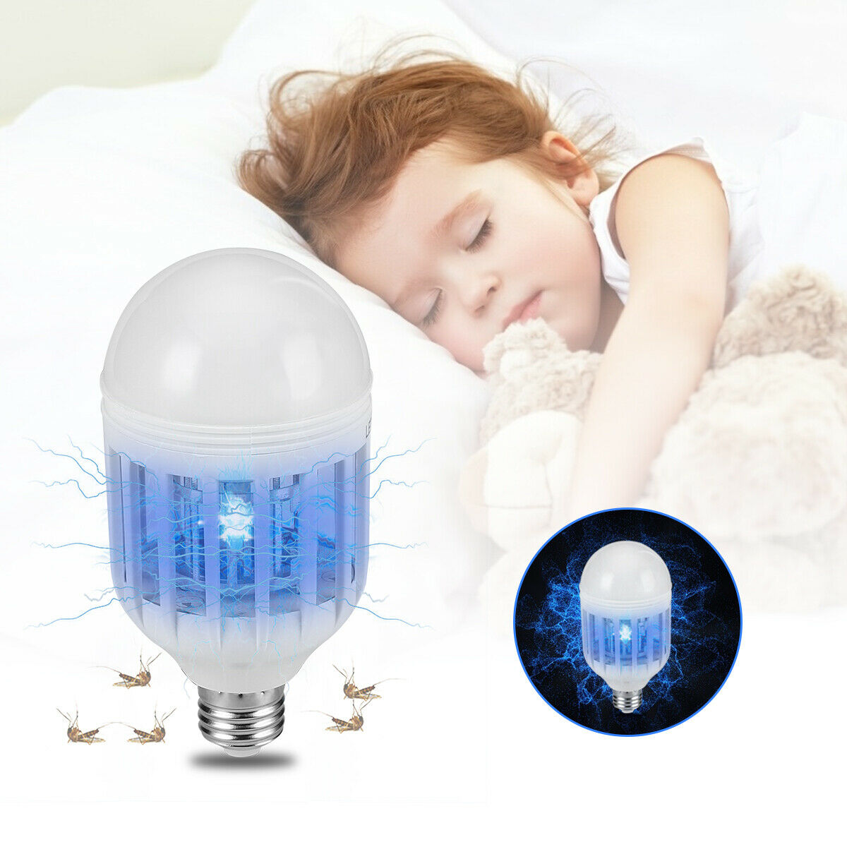2-in-1 Mosquito Killer Light Bulb – Silent Indoor Bug Zapper