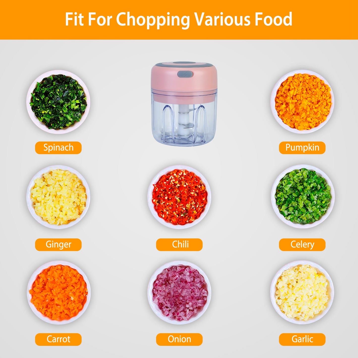 USB Rechargeable Mini Garlic Chopper – Electric Food Processor for Vegetables & Nuts
