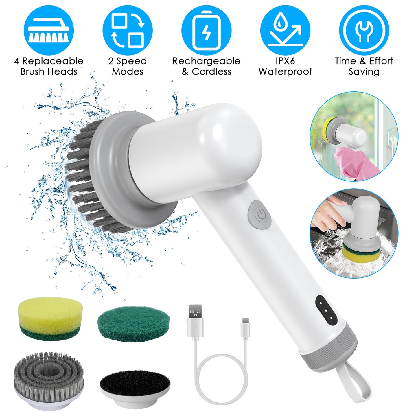 Electric Spin Scrubber – Cordless Power Cleaner for Tiles, Bathroom & Kitchen