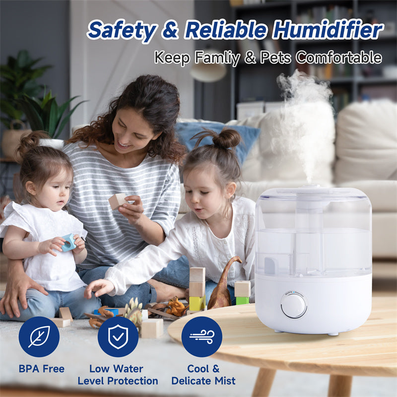 3L Cool Mist Humidifier for Home – Quiet BPA-Free Humidifier with 360° Dual Nozzles