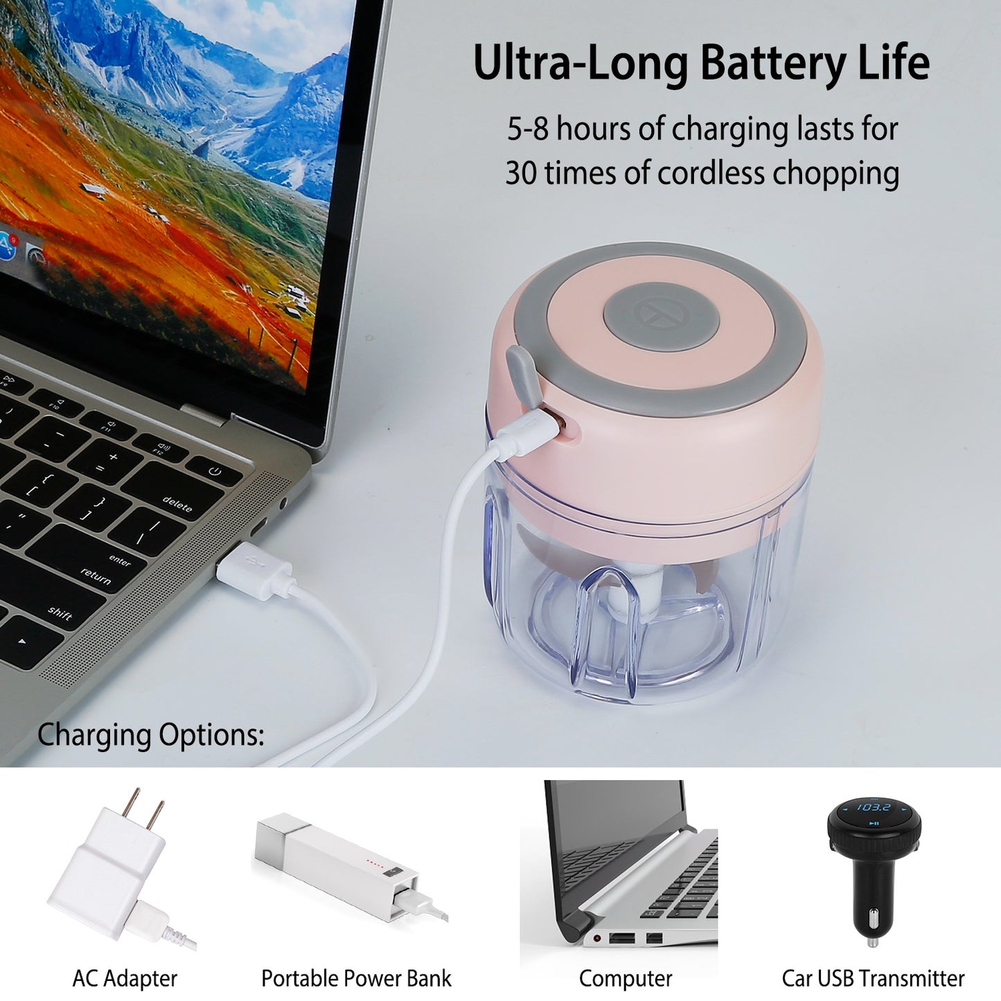 USB Rechargeable Mini Garlic Chopper – Electric Food Processor for Vegetables & Nuts
