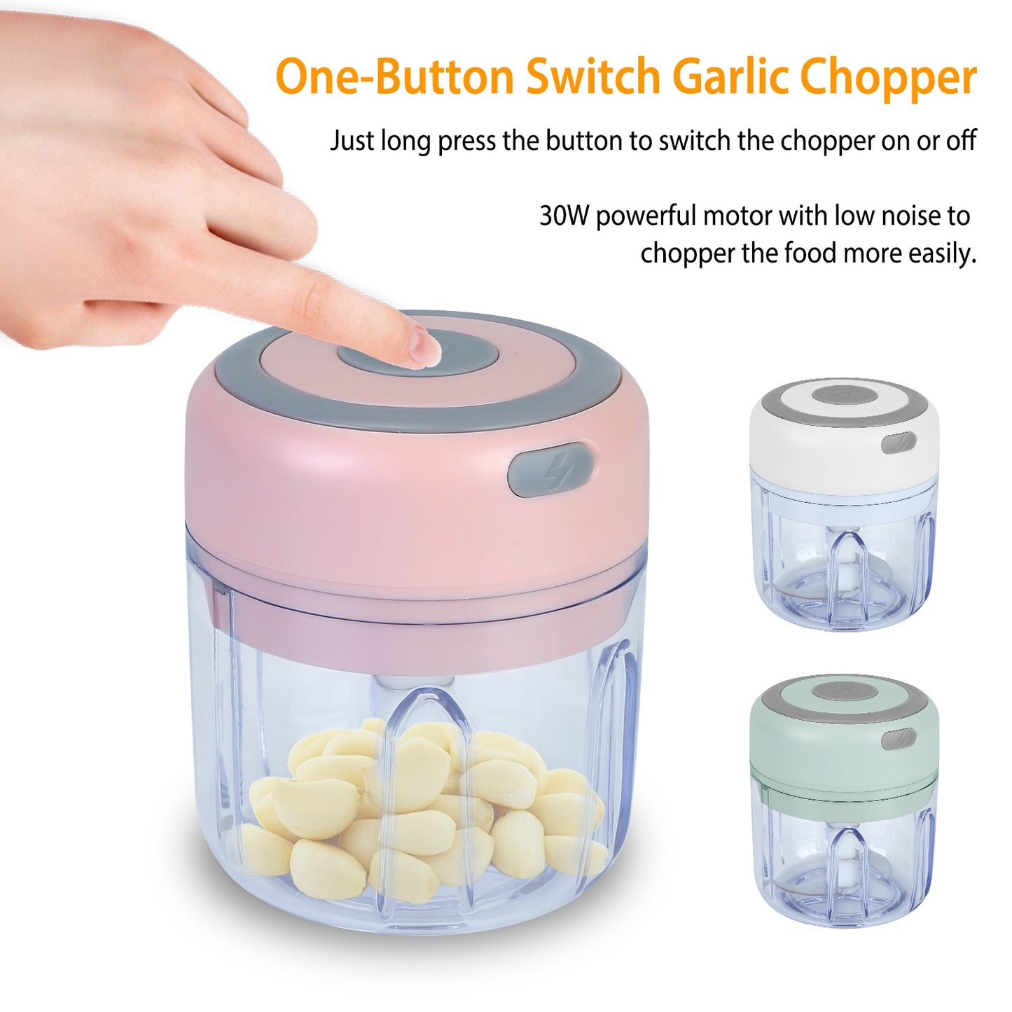 USB Rechargeable Mini Garlic Chopper – Electric Food Processor for Vegetables & Nuts