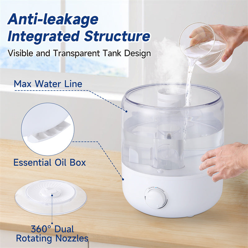3L Cool Mist Humidifier for Home – Quiet BPA-Free Humidifier with 360° Dual Nozzles