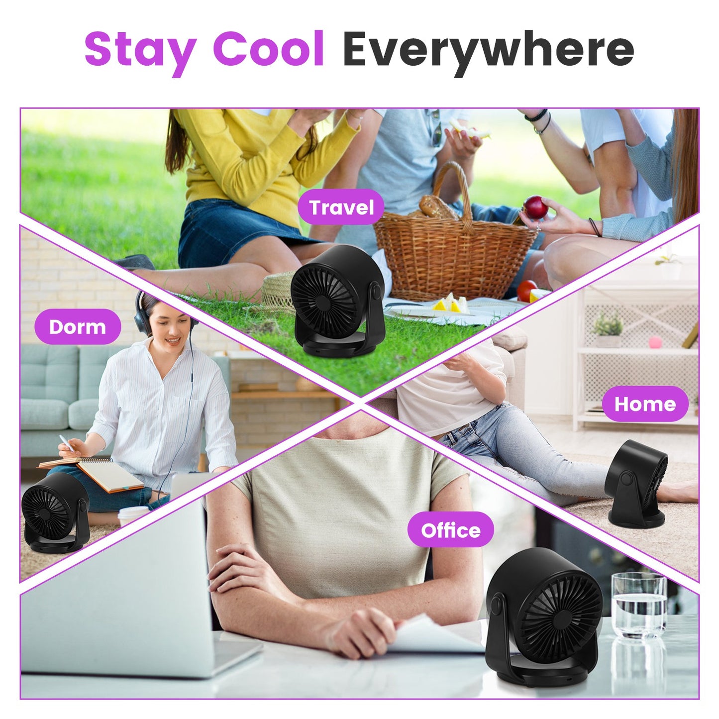 Portable Rechargeable Desk Fan with 100 Speed Levels – Wall Mount & Desktop Cooling Fan