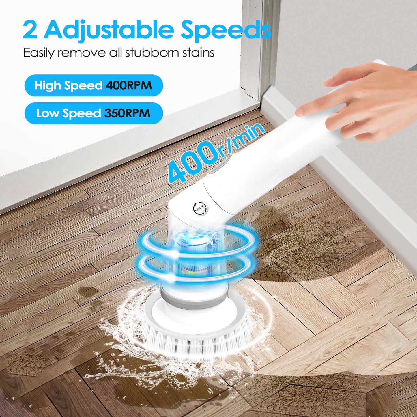 Electric Spin Scrubber – Cordless Bathroom Cleaning Brush with Extendable Handle & 6 Heads
