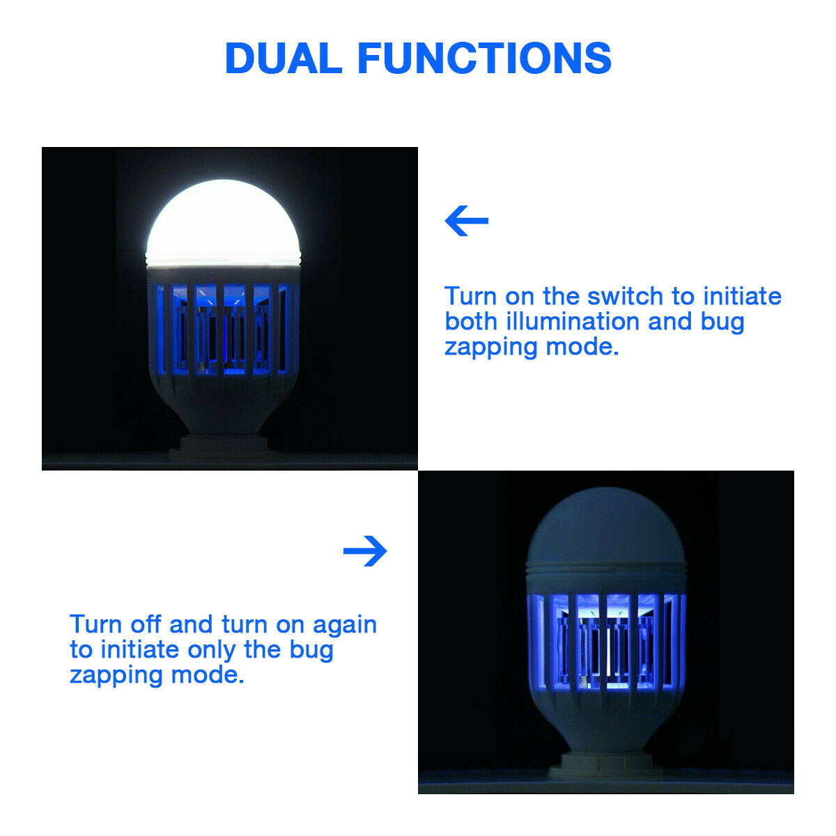 2-in-1 Mosquito Killer Light Bulb – Silent Indoor Bug Zapper