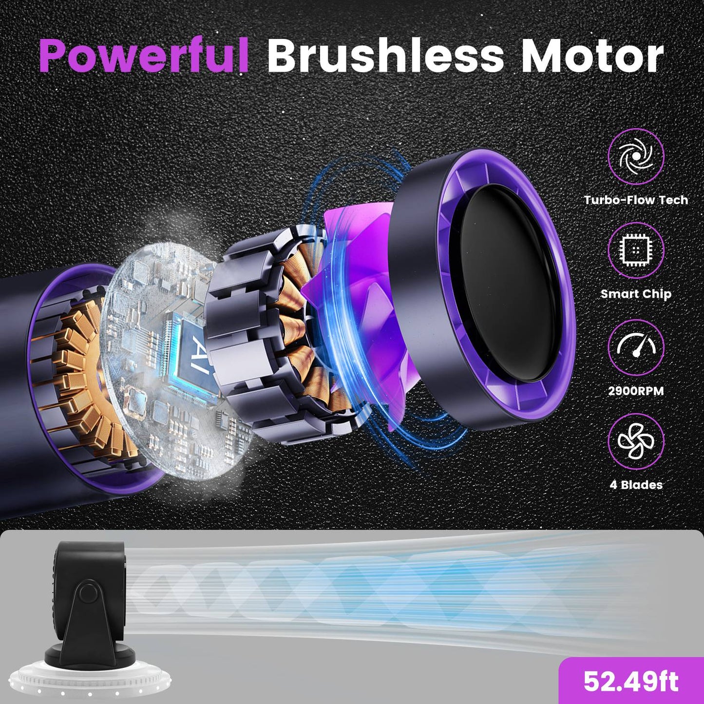 Portable Rechargeable Desk Fan with 100 Speed Levels – Wall Mount & Desktop Cooling Fan