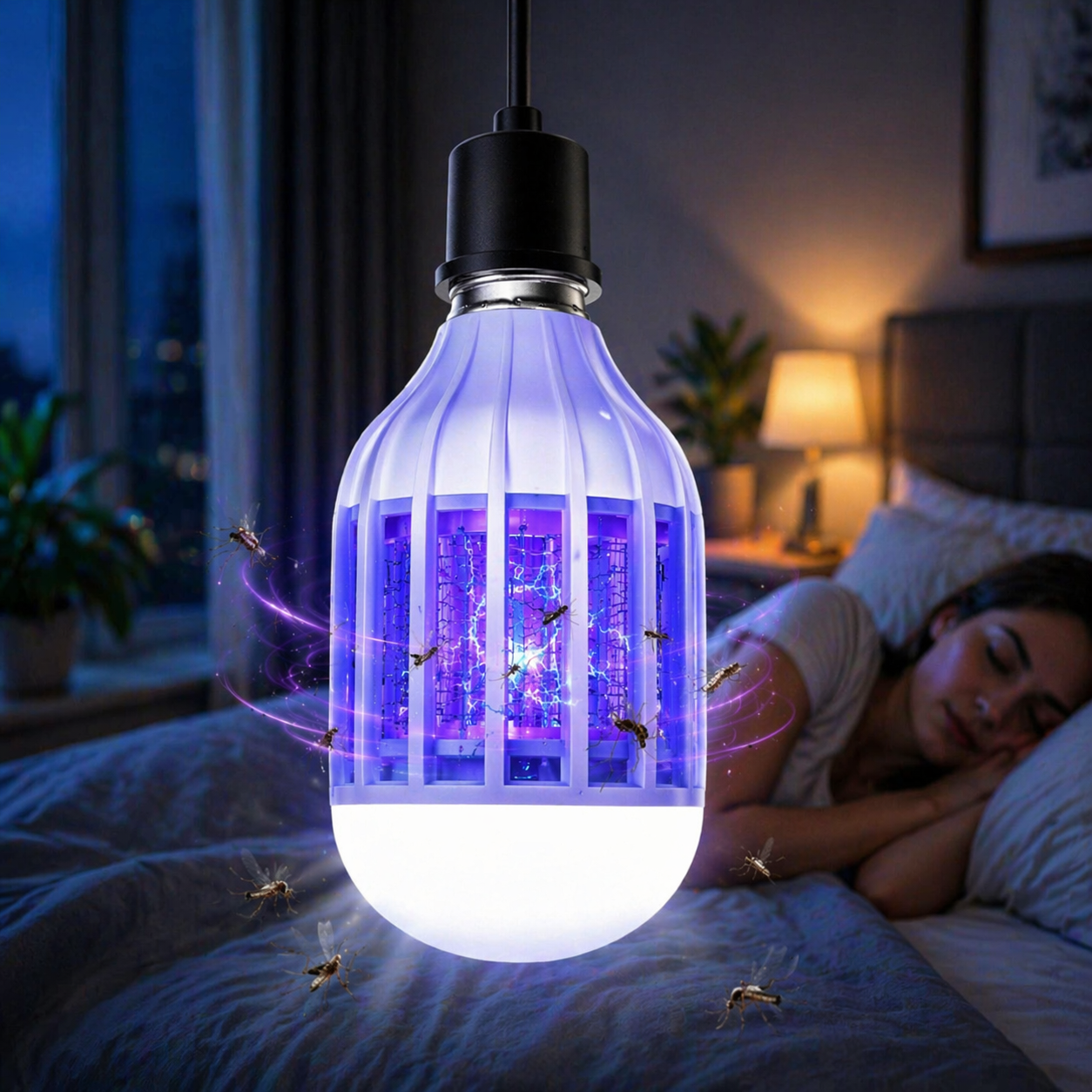 2-in-1 Mosquito Killer Light Bulb – Silent Indoor Bug Zapper